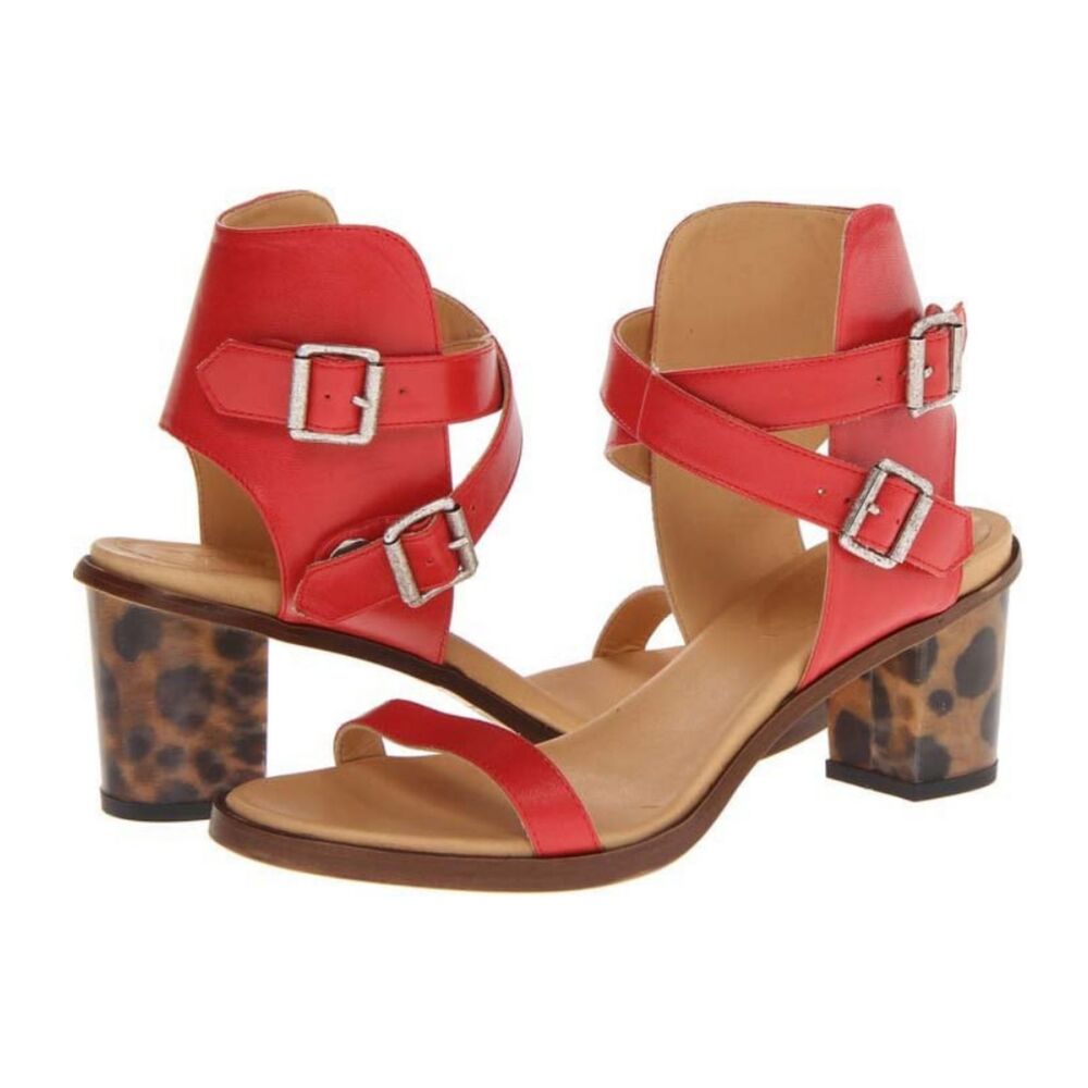 MM6 Maison Margiela Hologram Sandals in Tangerine Orange Leather Shoe Sz 38